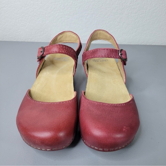 Dansko Tiffani Red Leather Mule Wedge Sandals - EU 38/US 7.5-8 - Picture 3 of 8